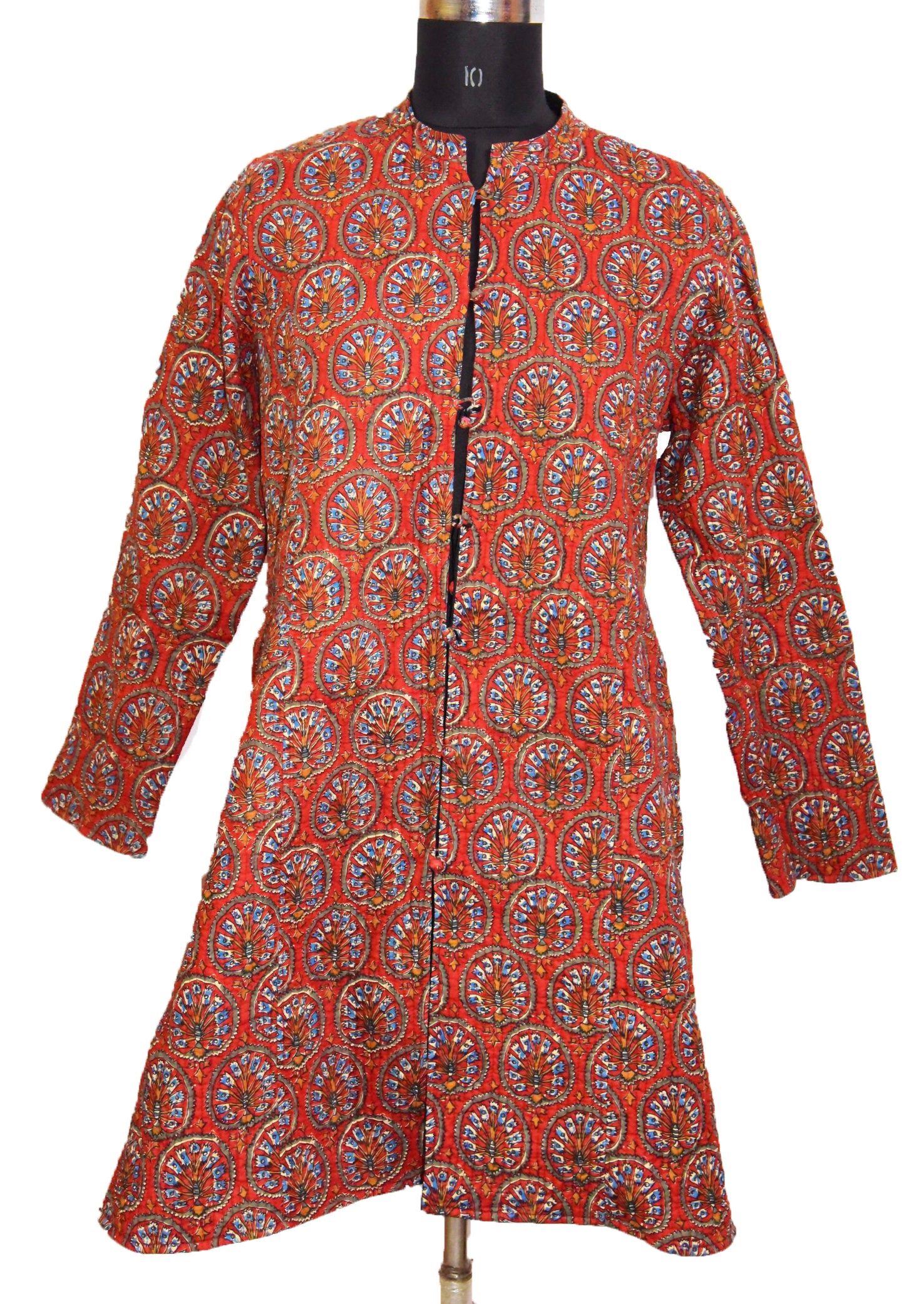 Sap Green Cotton Tiered Dress Kurta With Multicolour Printed Jacket And  Gota Patti at Soch