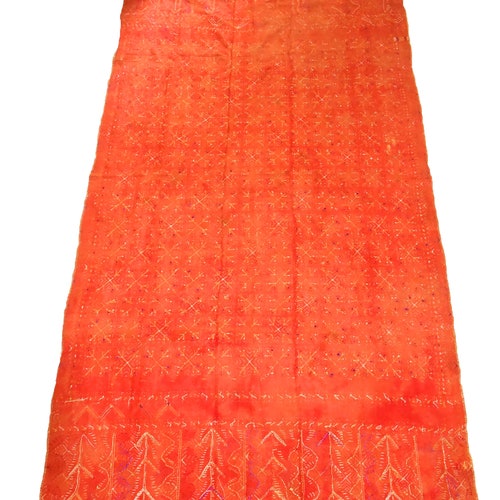 Antique Vintage Indian Very Old From Punjaba Textile Diamond Bagh shops Point Stitch Traditional Folk Hand Embroidered Work Phulkari Bagh Shawl L