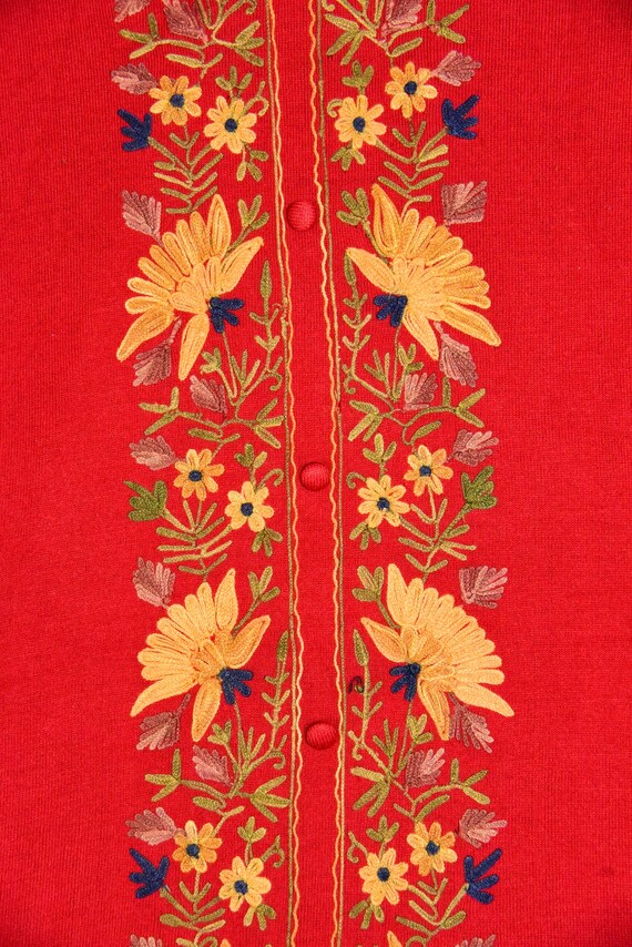 Ethnic Indian Kashmiri Vintage Long Red Dress Cas… - image 5