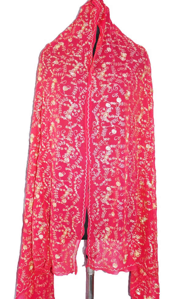 Ethnic Indian Bridal Vintage Heavy Pink Chiffon Si