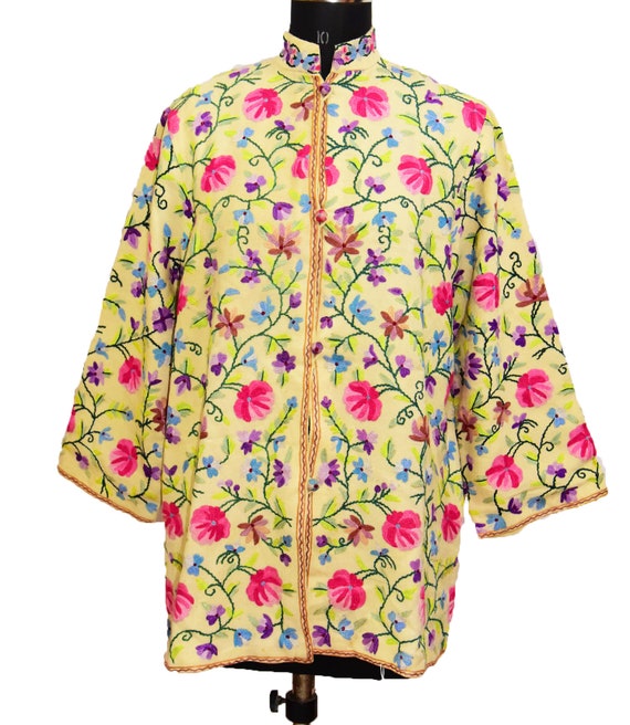ethnic jacket cashmere 100% Pure Woolen flowers h… - image 1