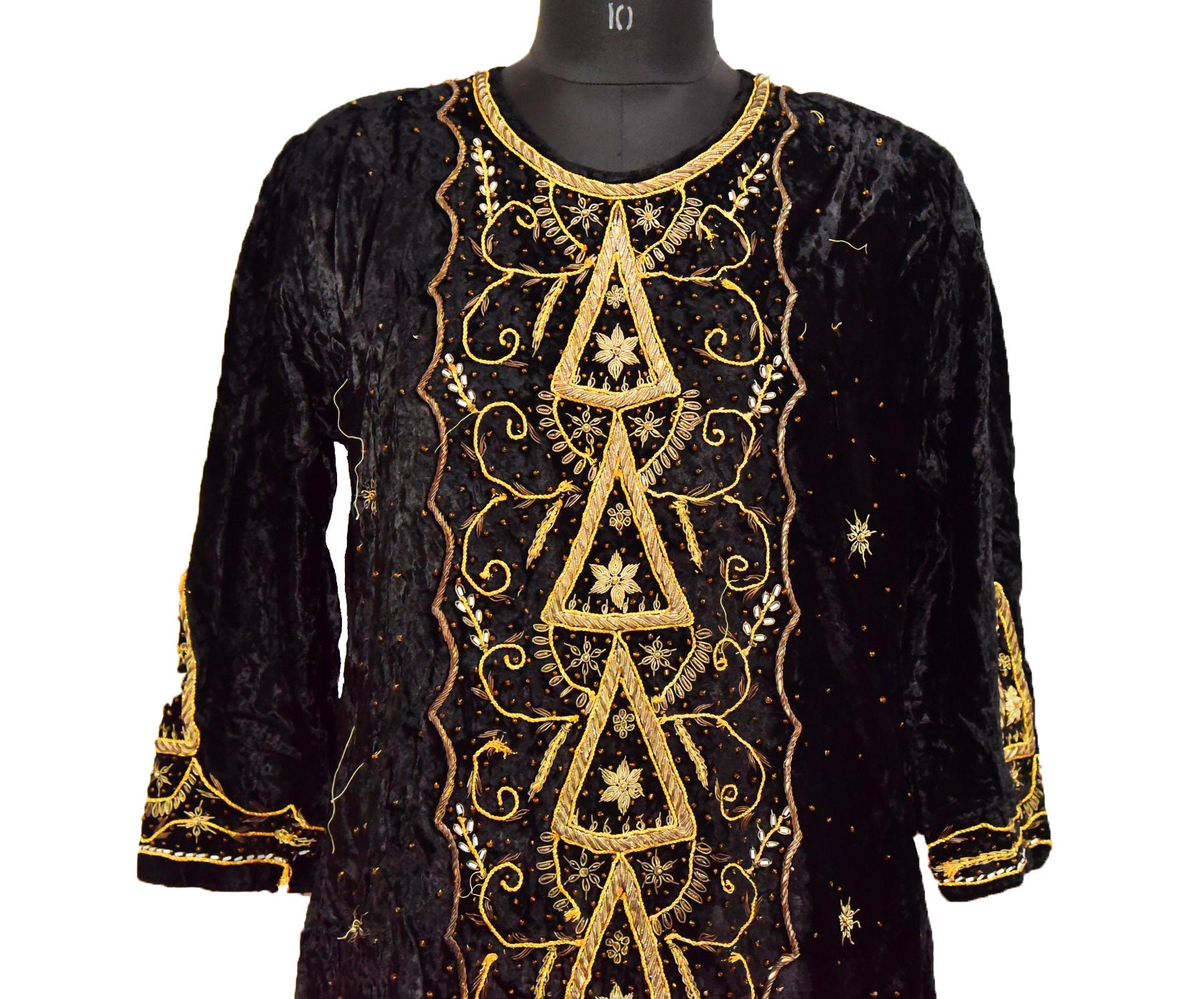 A Old Robe Antique Velvet Kaftan - Indian Robe - Old Embroidered Gown - Royal ...
