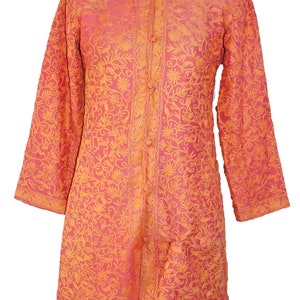 Vintage Beautiful Antique Eastern Indian KashmirI Woolen Floral Handmade Embroidery /Boho Kashmir Maroon Woolen Jacket / Girl&#39;s Short Jacket
