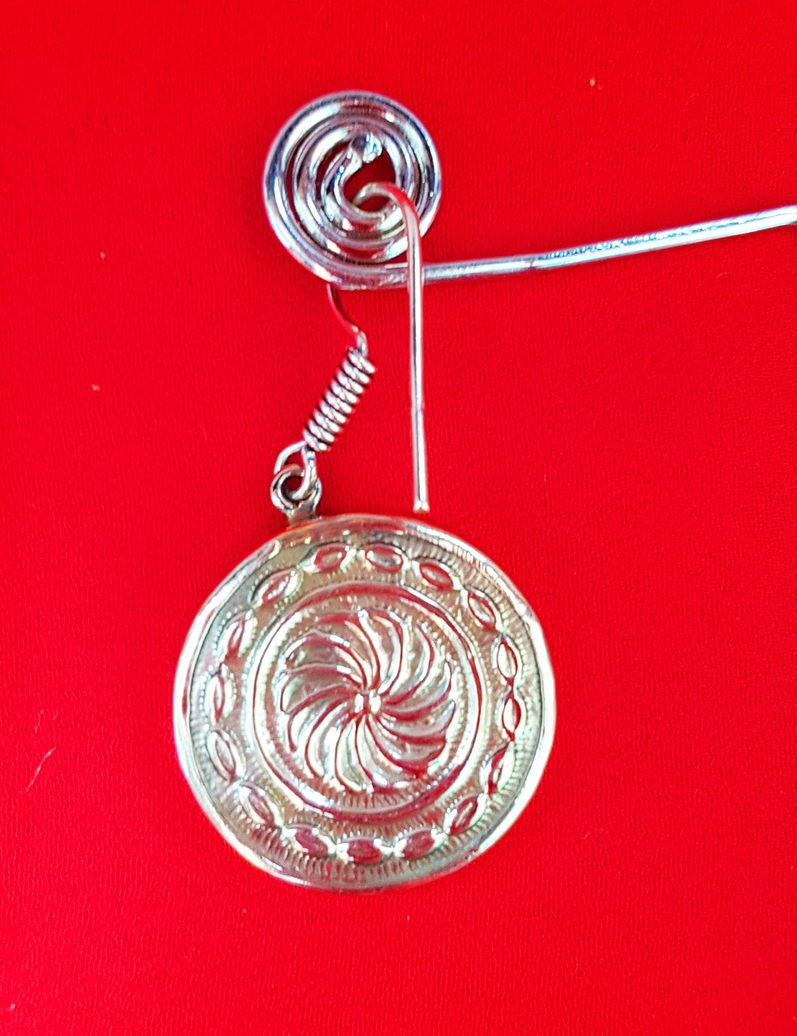 Handmade painted Krishna pendant with sterling silver base and Etsy