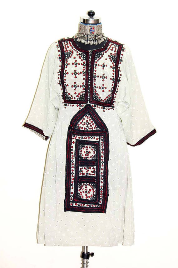 Antique Afghan pakistan dress mirror work hand embroidery gypsy tunic hippie tribal baloch bohemian banjara balochi Kurta top dress girl/'s