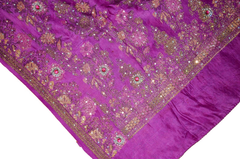 Antique Amazing Indian Vintage 100/% Pure Silk Lemon And Purple Zari Border Handmade Saree Woven Sari Ethnic Used Craft Fabric Wear 5 Yard