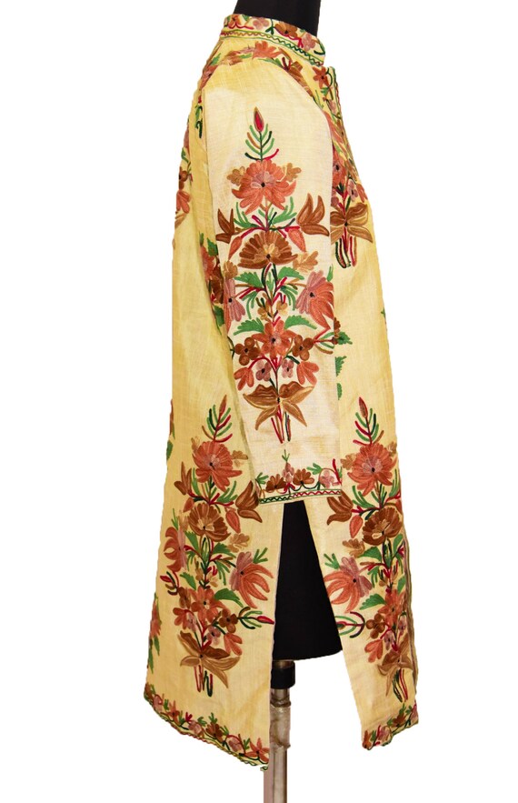 Manteau Brodé Vintage Indien - Soie, Motif Floral - Taille L - Années 2000