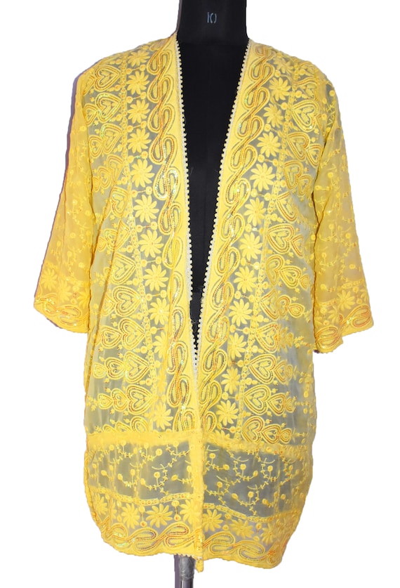 Amazing Vintage Boho Indian Dupatta Jacket Kaftan 