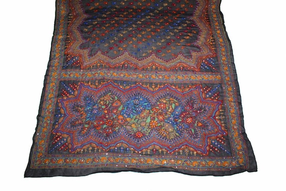 Vintage noir Multi chaud incroyable broderie Multi noir Floral magnifique Saree tissu Georgette pur fil tissé Work.Sarong mariage Sari.5YD 7010d4 Vintage noir Multi chaud incroyable broderie Multi noir Floral magnifique Saree tissu Georgette pur fil tissé Work.Sarong mariage Sari.5YD 7010d4