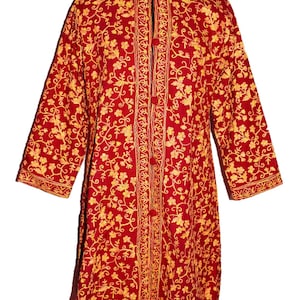 Indiase Kasjmier Vintage Jas Kasjmier Zuivere Wol Bloemen Handgeborduurde Jas Boho Antiek Lange Jas Paisley Stiksels Romantisch Medium