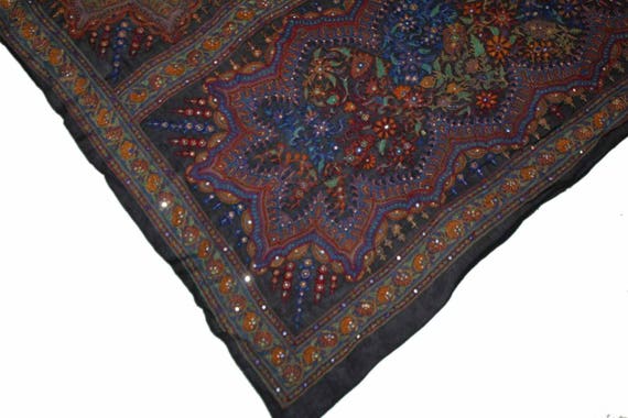 Vintage noir Multi chaud incroyable broderie Multi noir Floral magnifique Saree tissu Georgette pur fil tissé Work.Sarong mariage Sari.5YD 7010d4 Vintage noir Multi chaud incroyable broderie Multi noir Floral magnifique Saree tissu Georgette pur fil tissé Work.Sarong mariage Sari.5YD 7010d4