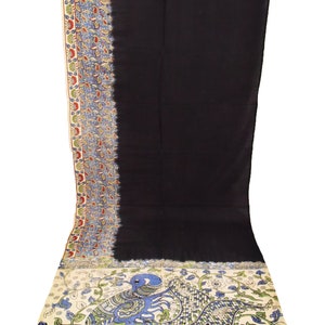 Beautiful Kalamkari Indian Ethnic Marriage View Traditional Vintage Handmade Peacock & Elephant Painted Made SAREE Chennuri Cotton Silk Sari