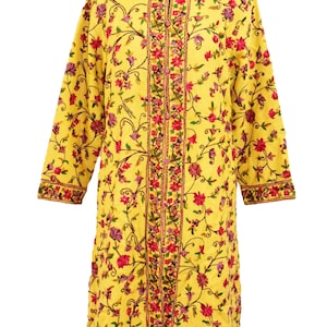 Indiase Kasjmier Vintage Jas Kasjmier Zuivere Wol Bloemen Handgeborduurde Jas Boho Antiek Lange Jas Paisley Stiksels Romantisch Medium