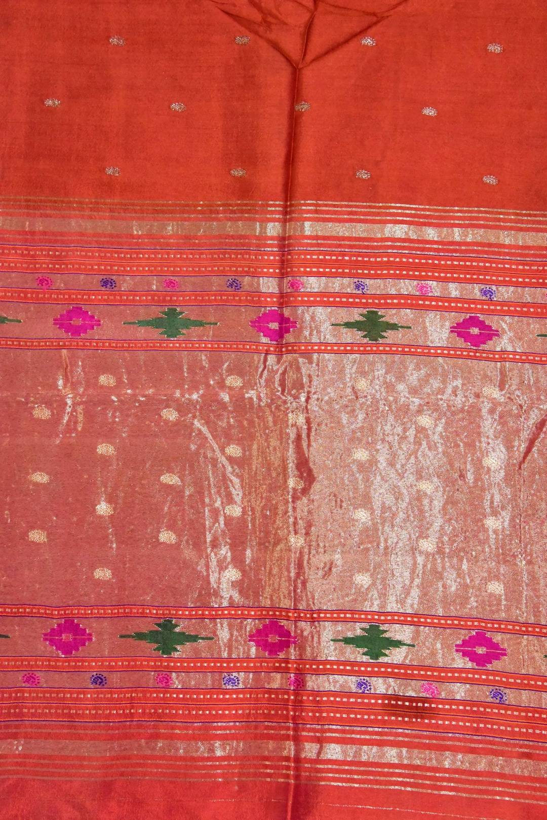 Vintage Indian Marathi Maharashtra Paithani Silk Saree, Party Wear Sari