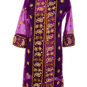 Jaqueta vintage boho aberta roxa, kaftan veneziano, estilo 80, prata, zari, bordado, quimono, enfeitado, longa, rede, para noite
