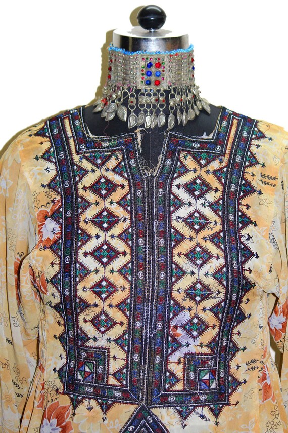 Vintage Afghan Pakistan Dress70s hand embroidery … - image 8