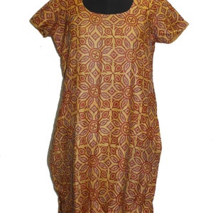 Antique Vintage Indian West Bengal Kurta Top Lucknow Beautiful Kantha Handmade Embroidery Work Long Brown Color 101% Pure Silk Tunic Kurta