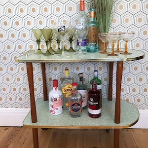 1950s Vintage Retro Wood & Formica Bar Cart/Tea Trolley.