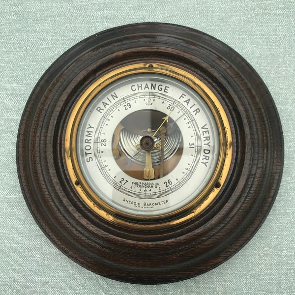 Aneroid Barometer Philip Harris Ltd Birmingham Made In England Midcentury.