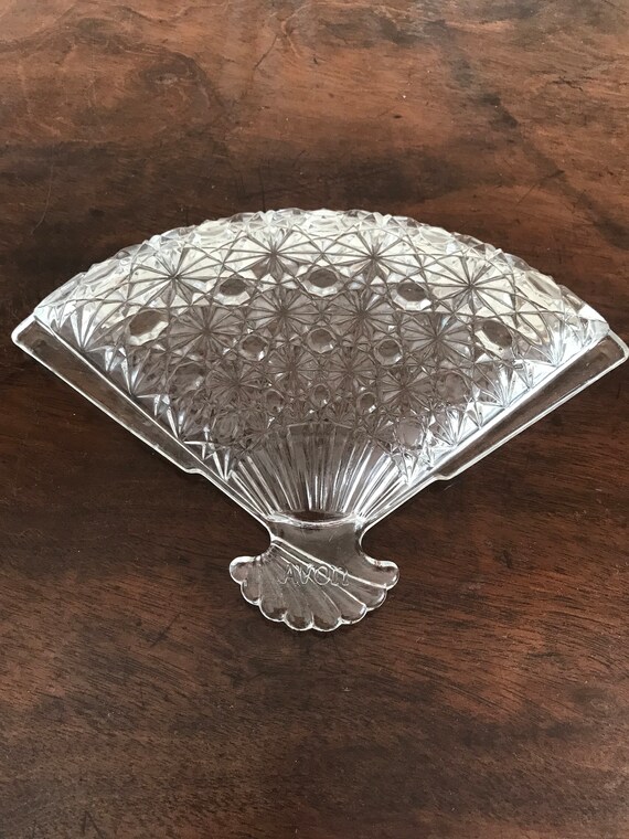 Pretty Vintage Pressed Glass  Fan Shaped Trinket … - image 8