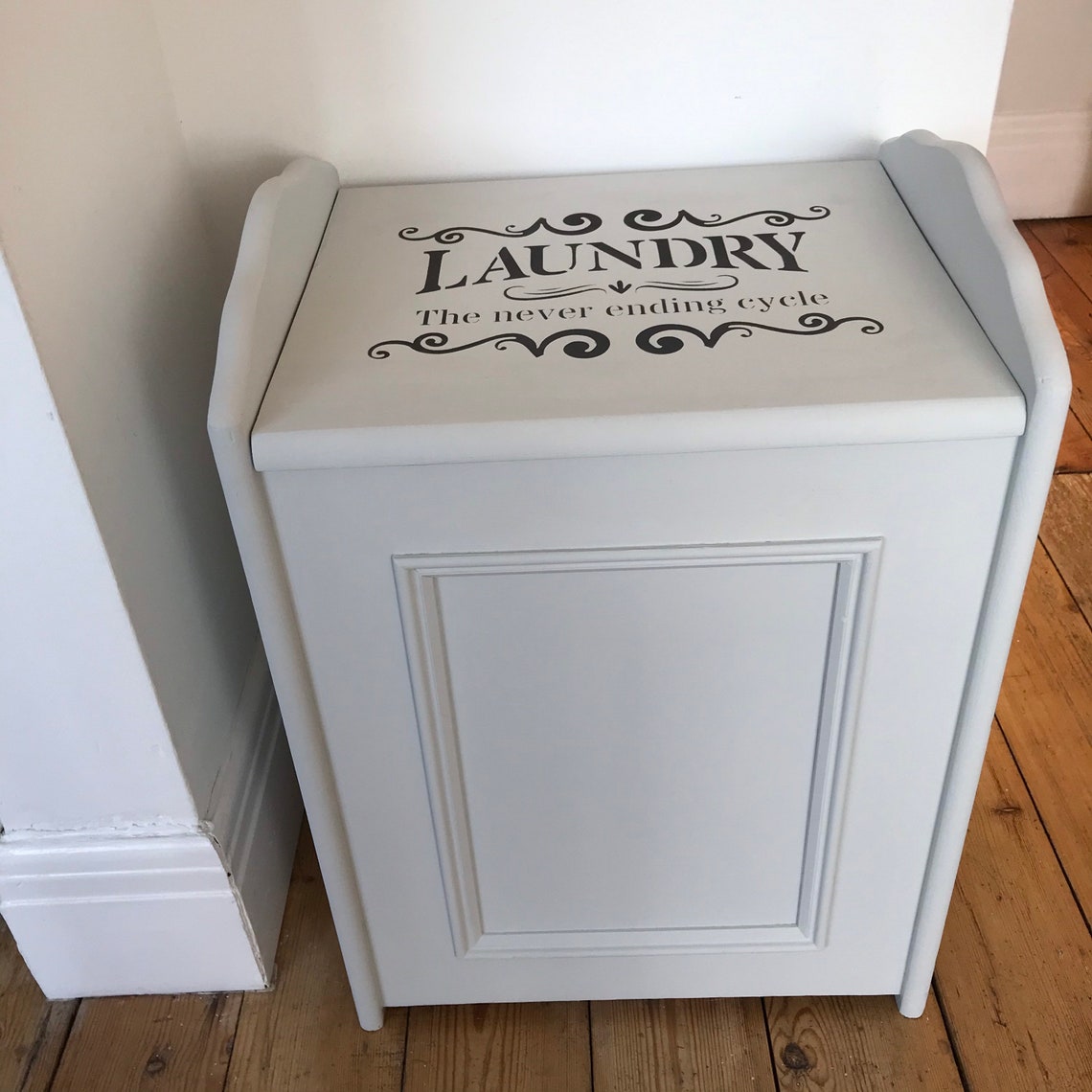 Grey Painted Wooden laundry box. Etsy