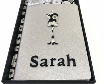 Personalised Sewing Gift Set including A6 Notepad and Keyring in Presentation Box, Sewing Gift