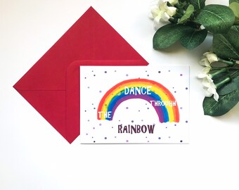 Pretty Rainbow Card, Rainbow Happiness Card, Rainbow Encouragement Card, Dancing Card