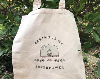 Baking is My Superpower Cotton Tote Bag, Cooking Gift, Bag for Baker,