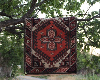 Turkish rug, Wool Rug,  3'x2' rug, Handmade Rug, Blue Rug, Area Rug, Square rug, Small Rug, Entry rug, Bedroom rug,Vintage rug, Kilim rug