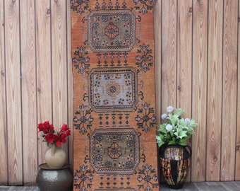 Türkischer Läufer, Oushak Läufer, 11 'x 3 'Teppich, Vintage Läufer, Wolle Läufer, Flur Teppich, Küchenteppich, Boho Läufer, Teppich