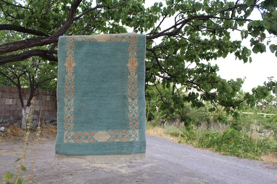 Turkish Rug, Small rug, Bedroom rug,4'x3' Rug,Handknotted Rug, Vintage Rug, Decorative Small Rug, Wool Carpet Rug, Area rug , Blue Rug
