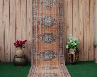 Vintage Runner Rug, Turkish runner rug, Faded runner rug, Kitchen rug, Stair Rug, Hallway rug, Corridor rug, Long runner rug, Kilim rug