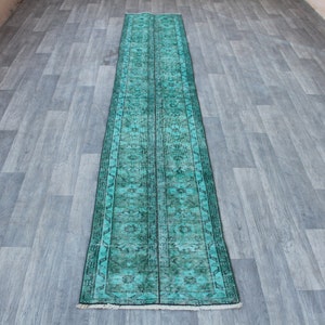 Turquoise Runner rug, Turkish runner rug, staircase Rug, Kitchen Rug, Hallway Rug, Stiched Runner, 1.7'x9..6" Rug, Patchwork Runner, Rug