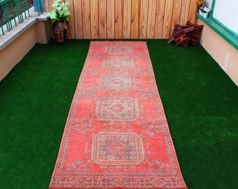 Türkischer Läufer, Küchenteppich, 3x11er Teppich, Läufer, Oushak Läufer, Vintage Läufer, Vintage Läufer, Teppichläufer, Läufer, Rug