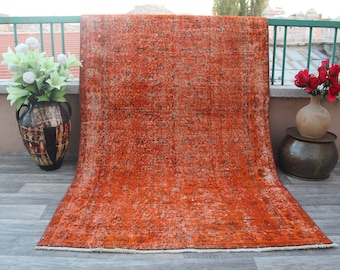 Turkish rug, Oushak rug, Orange rug, Kilim rug, 4x7 rug,  Homedecor rug, Vintage rug, Overdyed rug, Area rug, Boho Rug, Decorative Rug, Rug