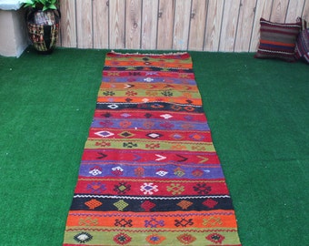 Turkish Runner Rug, 2'x8'Rug, Vintage Kilim Runner Rug, Runner Rug, Decorative Runner Kilim, Colorfull Turkish Runner Rug, Hallway rug
