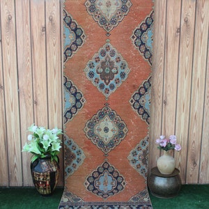 Runner Rug, Turkish Runner, FREE SHIPPING ! 12&#39;x3&#39; Rug, Oushak Runner Rug, Vintage Runner Rug, Kitchen Rug, Hallway Rug, Boho Runner, Runner