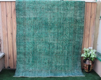 Turkish Large  Rug, Large green rug, Overdyed green rug, FREE SHIPPING!! 6x10 Rug, Large Rug, Green Rug, Vintage Rug, Area Rug, Green rugs
