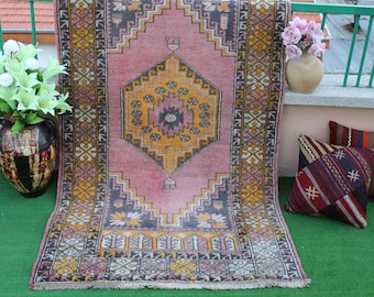 Turkish Rug, FREE SHIPPING! 3x6 Rug, Vintage Rug, Handmade Rug, Wool Rug,  Oushak Rug, Pastel Rug, Kilim Rug, Home Decor Rug, Faded Rug, Rug