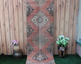 Oushak Runner Rug, Turkish Runner rug, Long runner rug, Vintage Runner Rug, Kitchen Rug, Hallway Rug, Boho Runner, Corridor Rug, Stair Rug