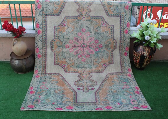Turkish Rug, Oushak Rug, 7'x4'Rug, Turkish Wool Rug, Bohemian Rug, Livingroom  Rug, Carpet Rug, Vintage Area Rug, Distressed  Rug, Kilim Rug