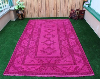 Turkish Rug, Pink Rug, FREE SHIPPING! 5x9 Rug, Area Rug, Pink Overdyed Rug, Large Rug, Turkish Rugs, Hand Woven Rug, Turkish Vintage Rug,Rug