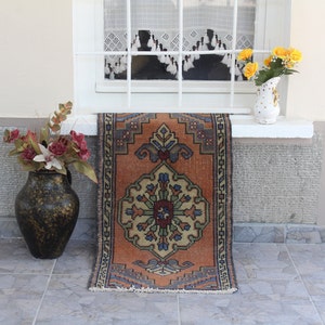 Turkish Rug, Small rug, Vintage Rug, Turkish Rugs, Boho Rug, Door mat, Area Rug, Decorative Rug, Wool Rug, Bathroom rug, Entry rug, 2x3 rug