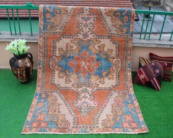 Turkish rug, Vintage rug, Oushak rug, 7'x4'Rug, Boho rug, handmade rug, area rug, Livingroom rug, rustic rug, Kidsroom  rug, Wool rug,