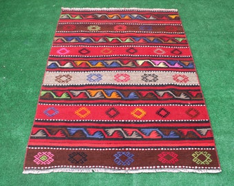 Kilim rug, Turkish rug, Turkish kilim, Vintage kilim, Bedroom rug, area rug, Entry rug, Decorative  rug, Boho rug, Floor rug, 4.5x3 Rug