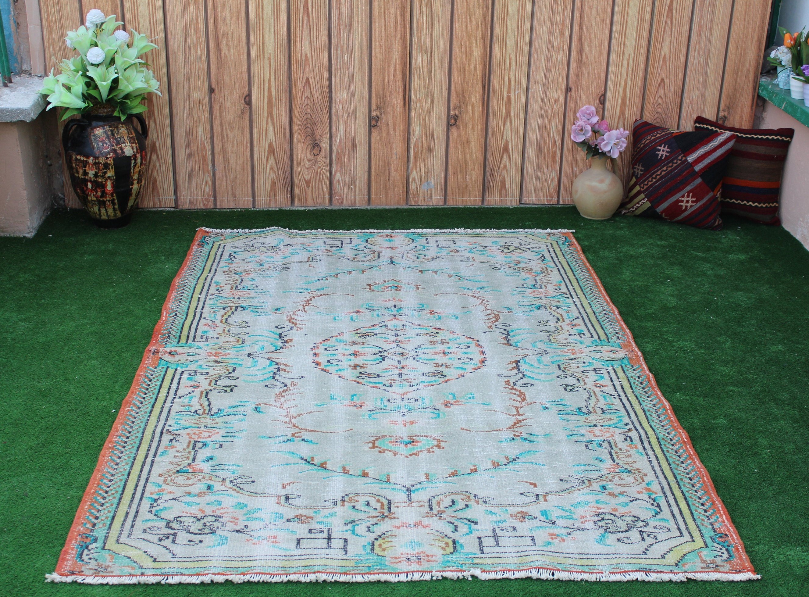 Turkish rug Oushak rug FREE SHIPPING 5x7 rug handmade Etsy