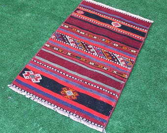 Alfombra Kilim, Alfombra pequeña, Kilim vintage, alfombra turca, alfombra 3x2, alfombra Kilim de lana, alfombra Boho, alfombra de área, felpudo, alfombra de alfombra, alfombra de entrada, alfombra Kelim