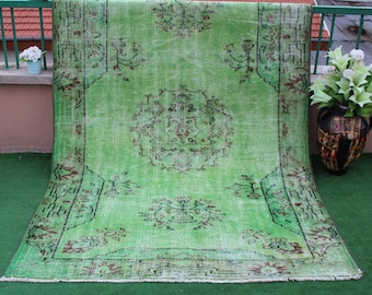 Türkischer Teppich, Grüner Teppich, Grüner überfärbter Teppich, KOSTENLOSER VERSAND !! 5x8rug, Kelim Teppich, Kelim Teppich, Kelim Teppich, Kelim Teppich, Kelim Teppich, Oushak Teppich