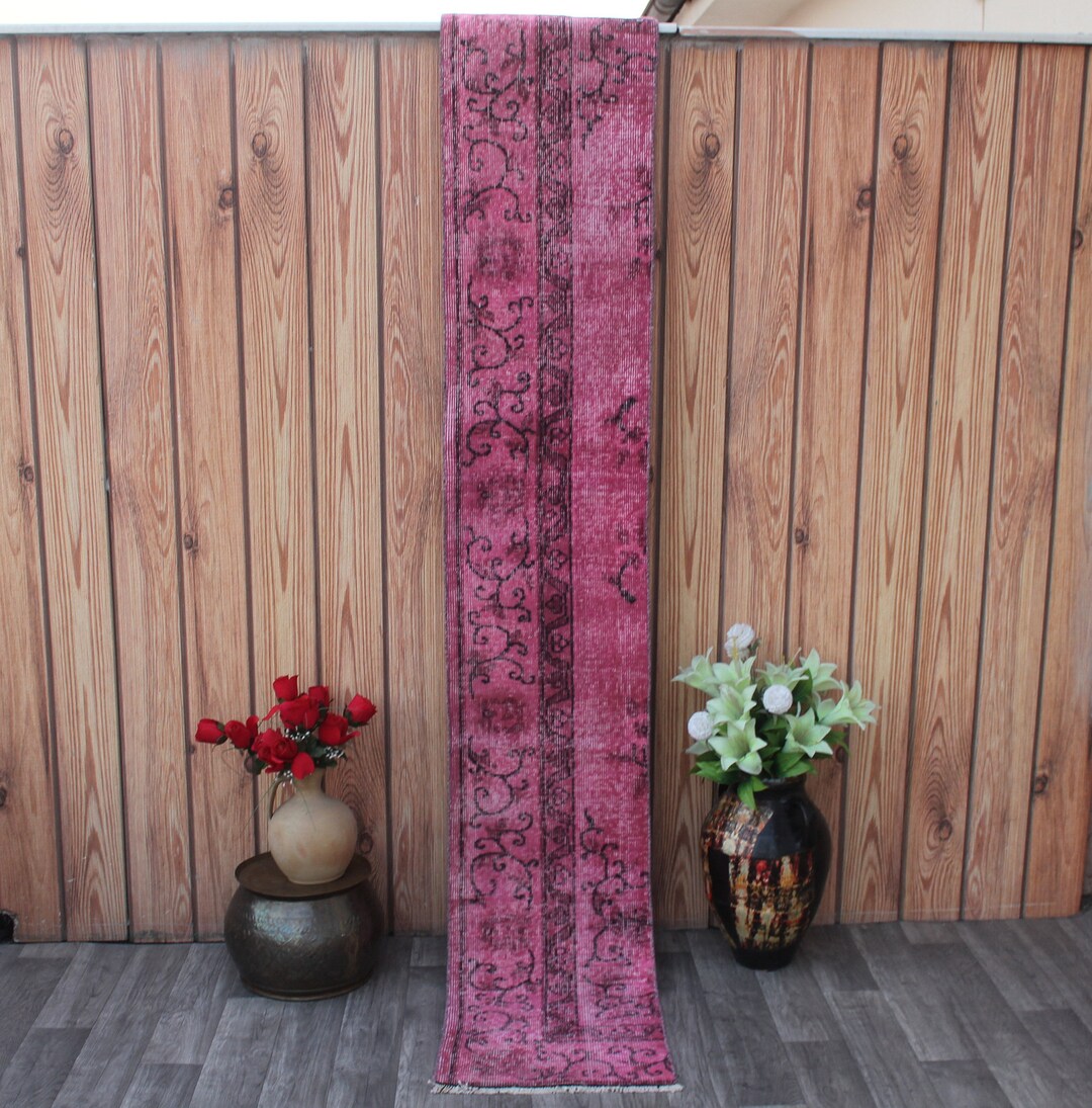 Pink Runner Rug, Turkish Runner Rug, Narrow Runner, Hallway Rug, Pink