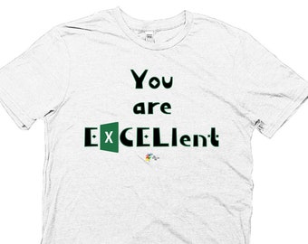 Excel T Shirt You Are EXCELlent, Organic Cotton Made in USA, Funny Tee for Accountants